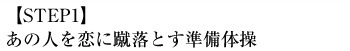 1ヶ月目あの人を恋に蹴落とす準備体操